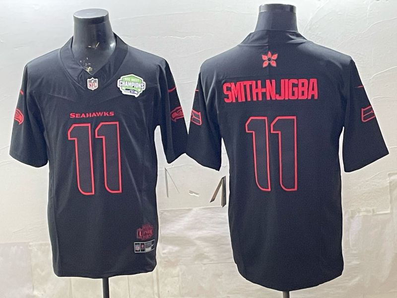 Men 2026 Seattle Seahawks #11 Smith-Hjigba Black 4th generations Nike Limited NFL Jersey style 003